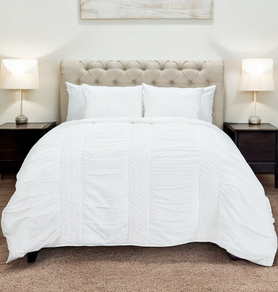 White Geometric Twin Quilt in a home interior