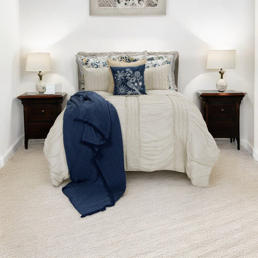 Ivory Geometric King Quilt on a white background