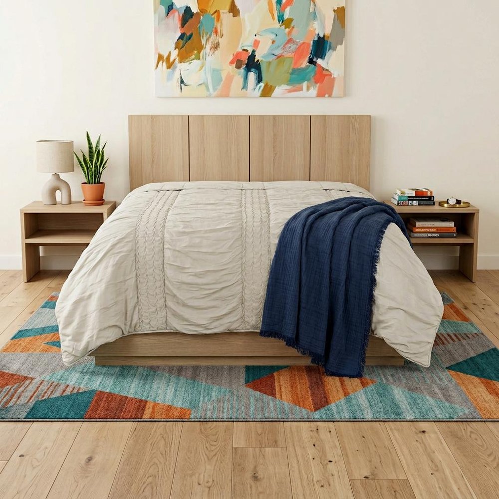 Ivory Geometric Quilt - 0.5" H x 92" W x 90" D