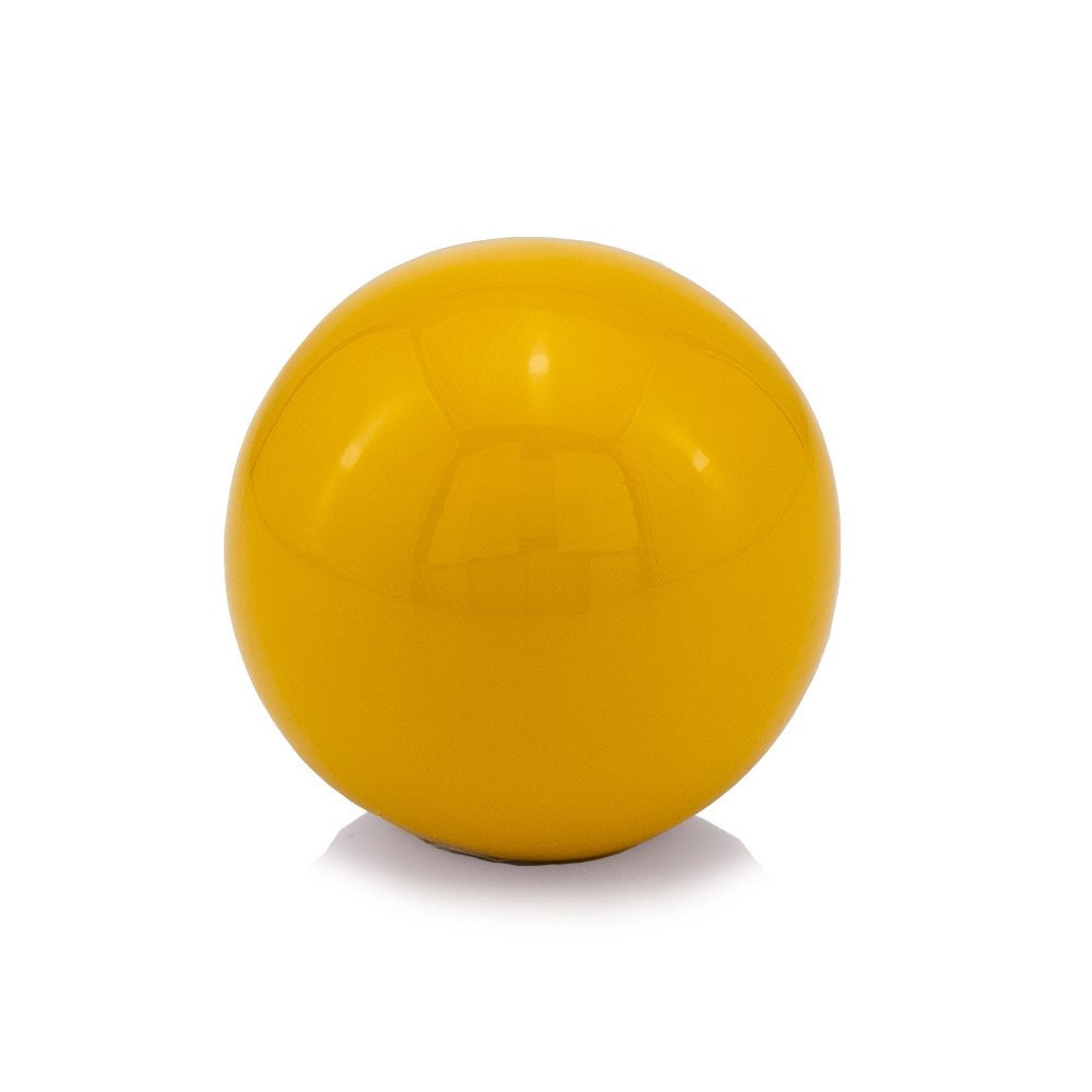 3" Yellow Aluminum Decorative Orb Tabletop Sculpture. Sculpture isolated on a plain white background, finished in yellow metal.