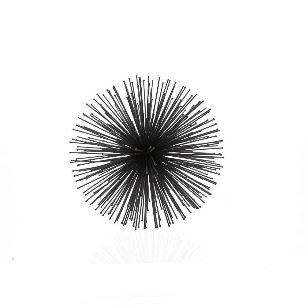 8" Black Iron Decorative Orb Tabletop Sculpture on a white background