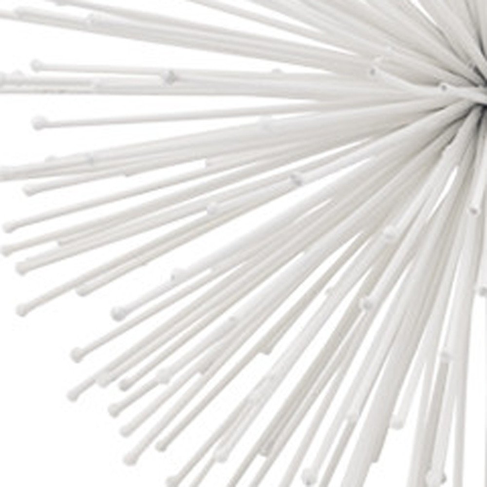 8" White Iron Decorative Orb Tabletop Sculpture on a white background