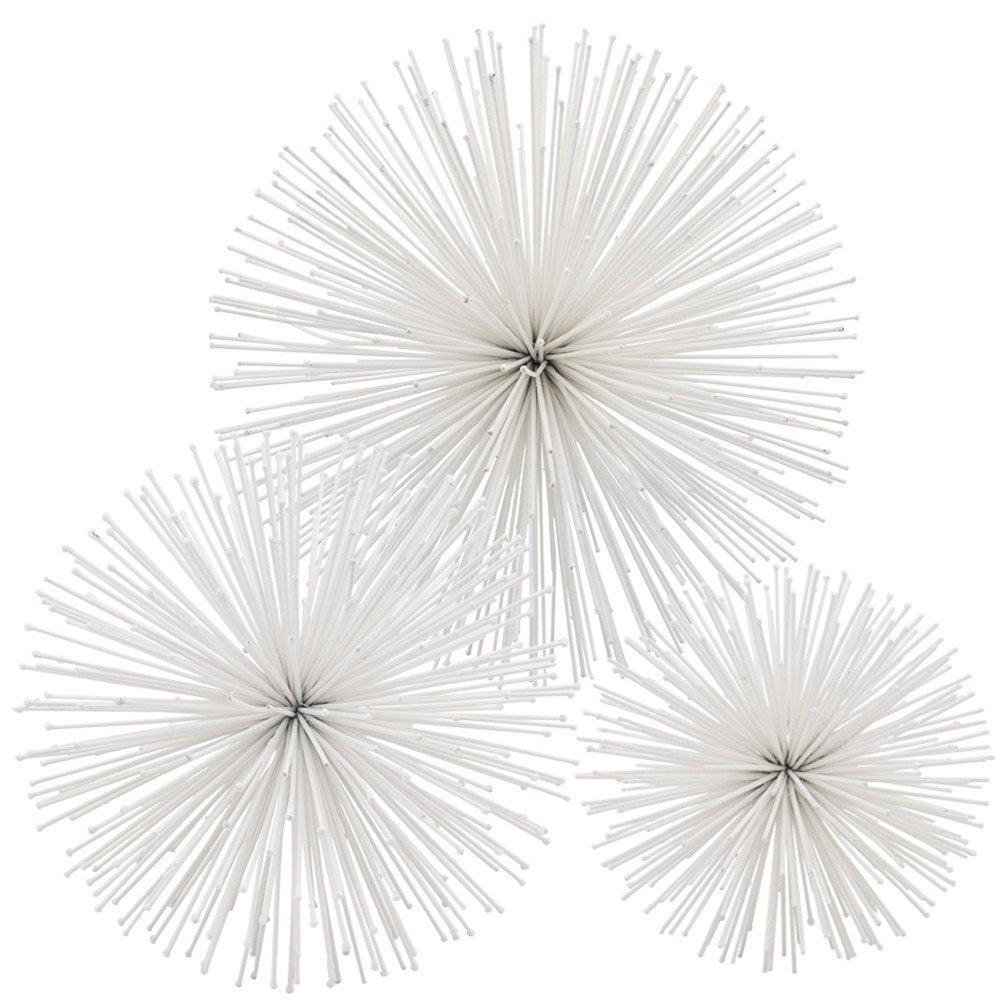 8" White Iron Decorative Orb Tabletop Sculpture on a white background