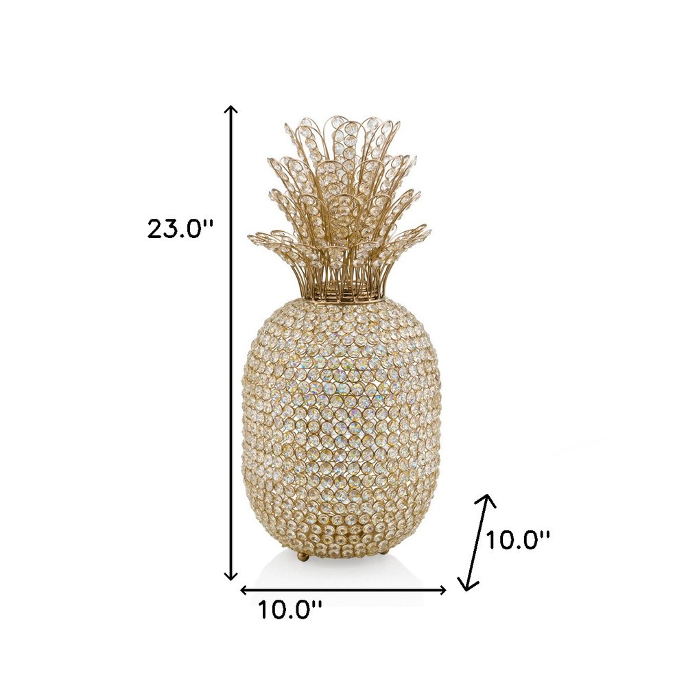 23" Glam Bling Faux Crystal and Silver Pineapple. Home product isolated on a plain white background, in a silver crystal finish.