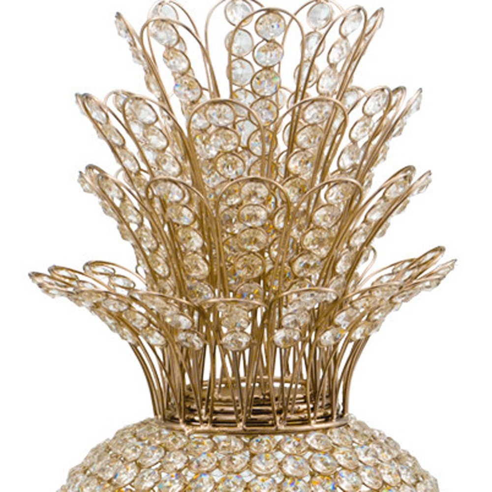 23" Glam Bling Faux Crystal and Silver Pineapple. Home product isolated on a plain white background, showing a crystal surface.