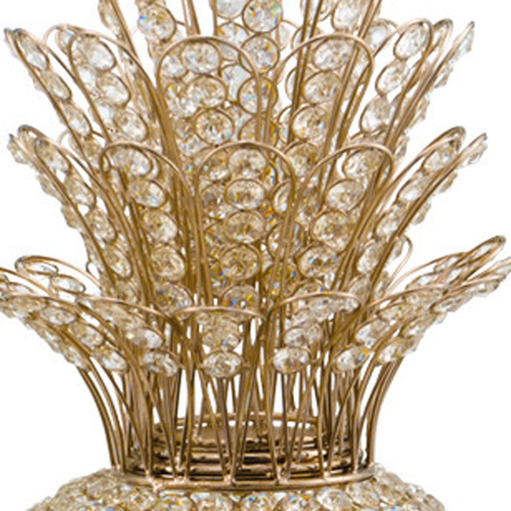 23" Glam Bling Faux Crystal and Silver Pineapple. Home product isolated on a plain white background, showing a crystal surface.