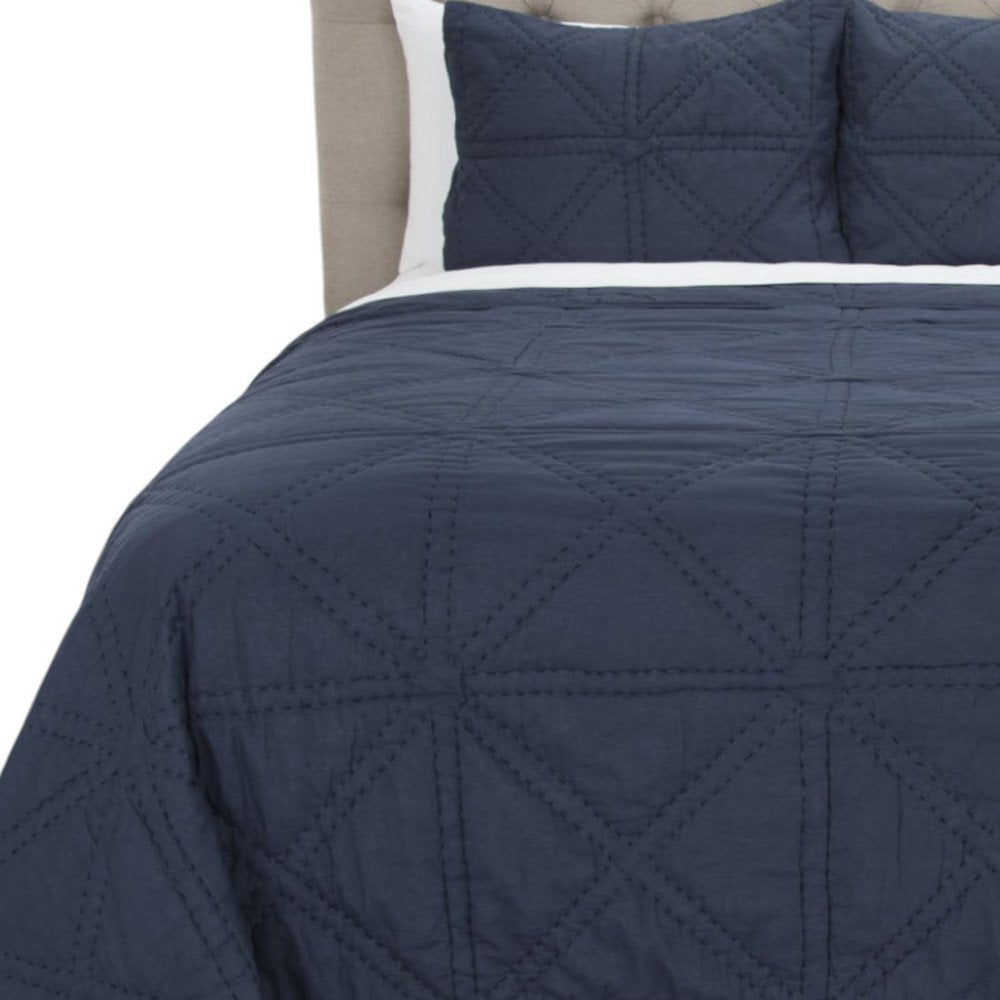 Indigo Geometric Queen Quilt - SKU 480065