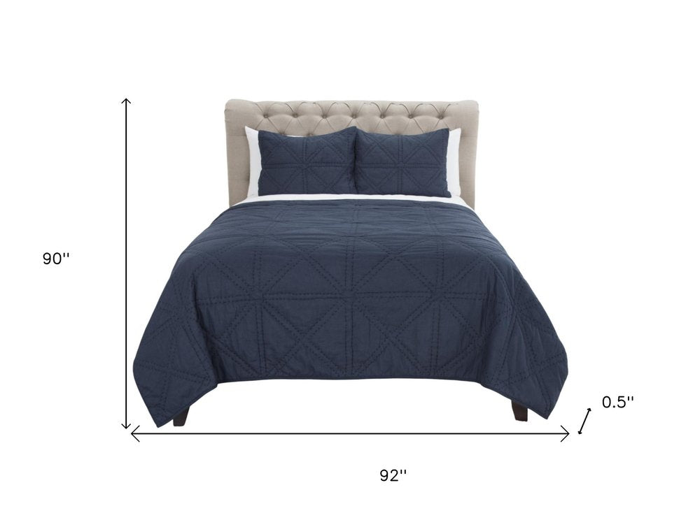 Indigo Geometric Queen Quilt - SKU 480065
