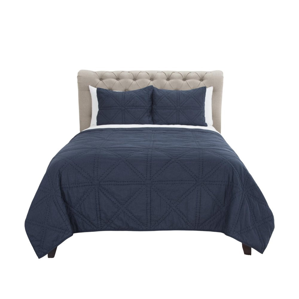 Indigo Geometric Queen Quilt - SKU 480065
