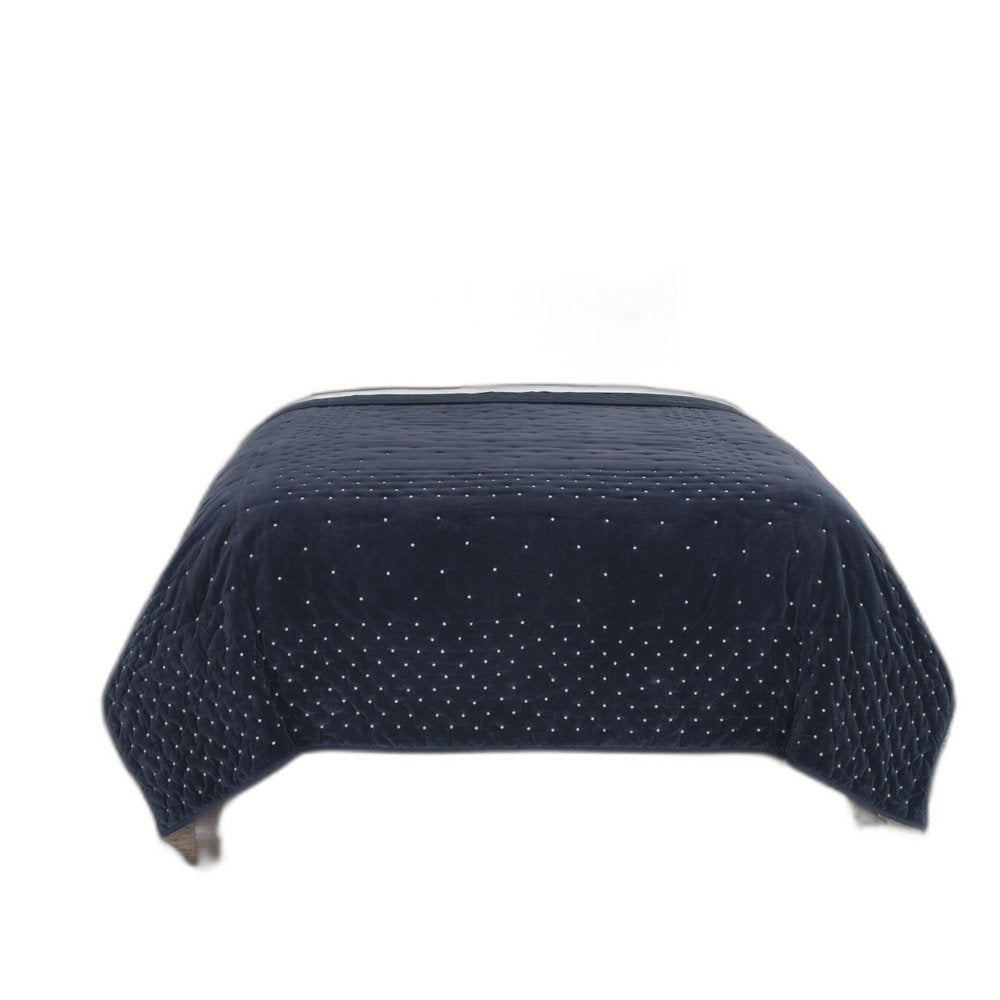 Indigo Polka Dots King Quilt on a white background