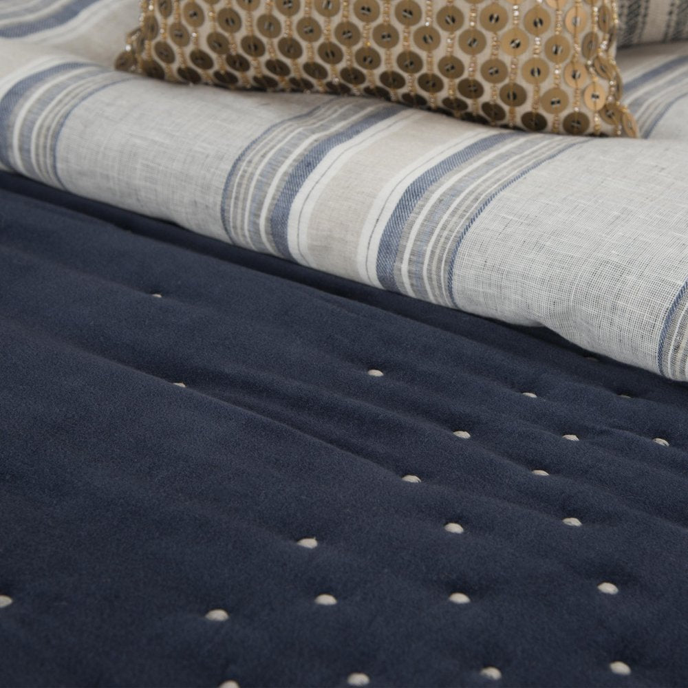 Indigo Polka Dots Queen Quilt in a home interior