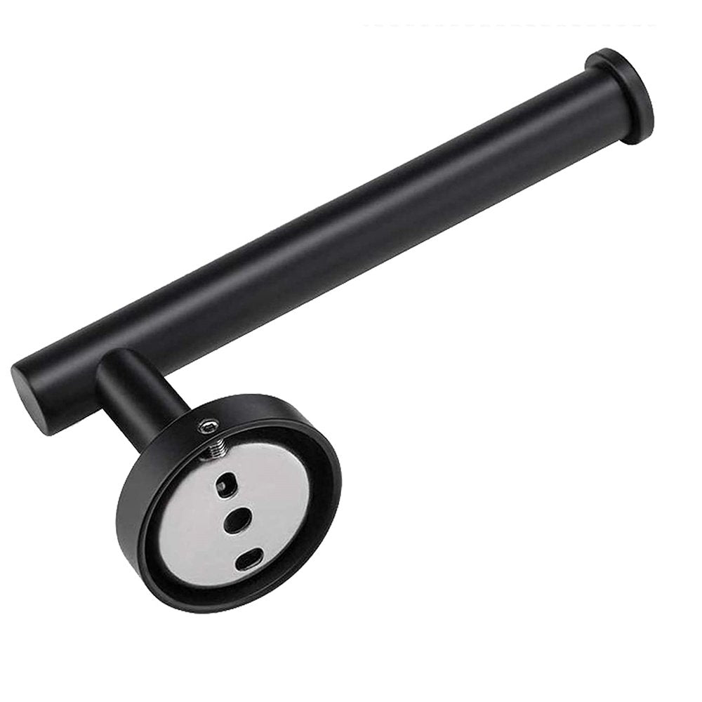 Set of Two Black Stainless Steel Wall Mount Towel Ring and Toilet Paper Holder on a white background
