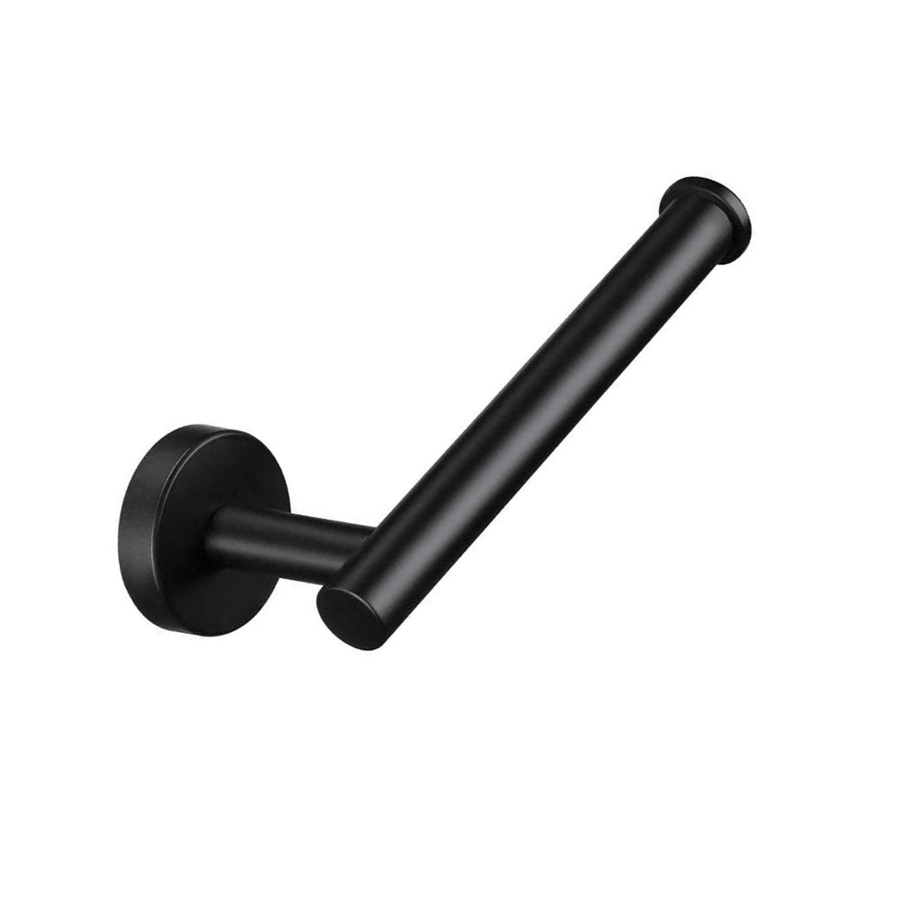 Set of Two Black Stainless Steel Wall Mount Towel Ring and Toilet Paper Holder on a white background