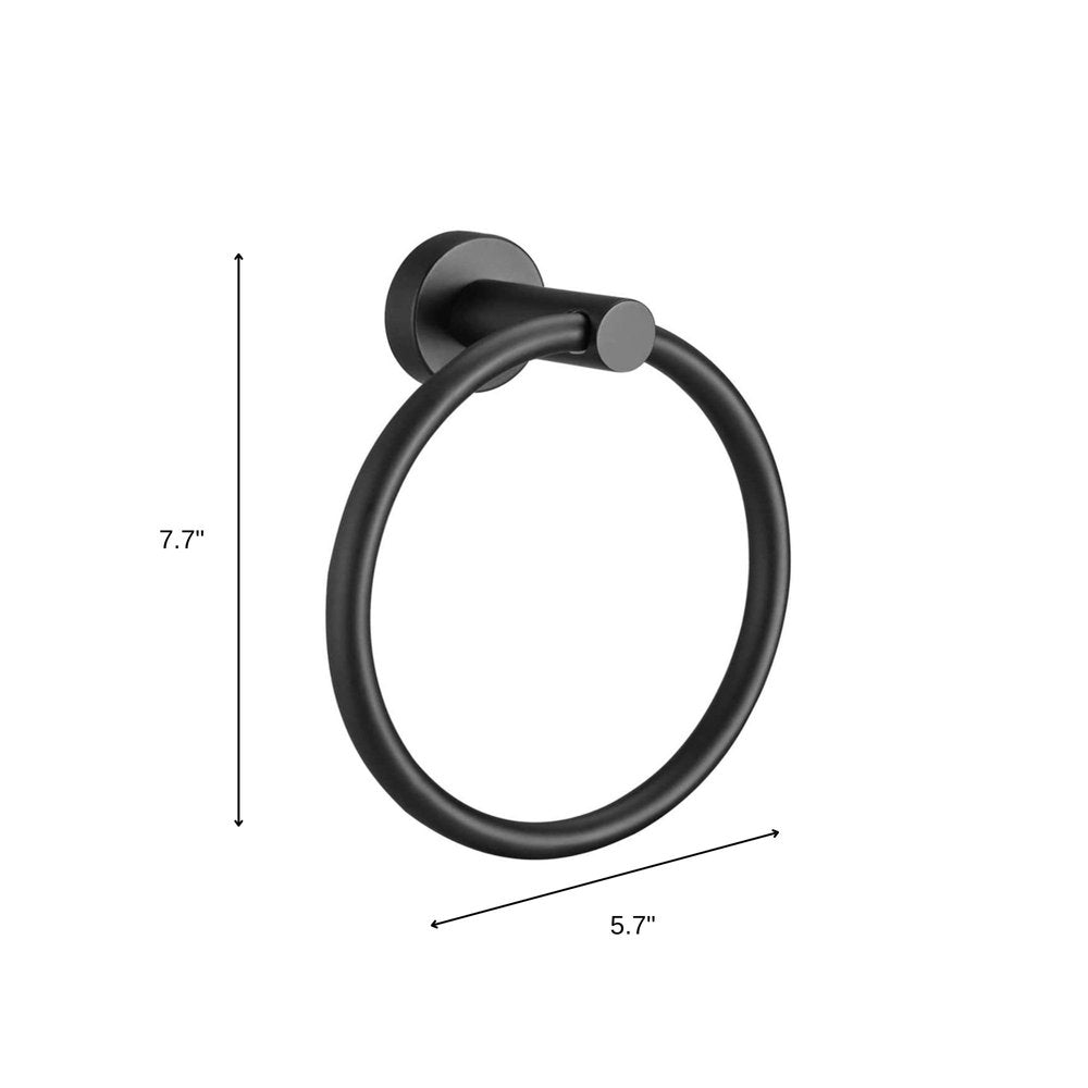 Set of Two Black Stainless Steel Wall Mount Towel Ring and Toilet Paper Holder on a white background