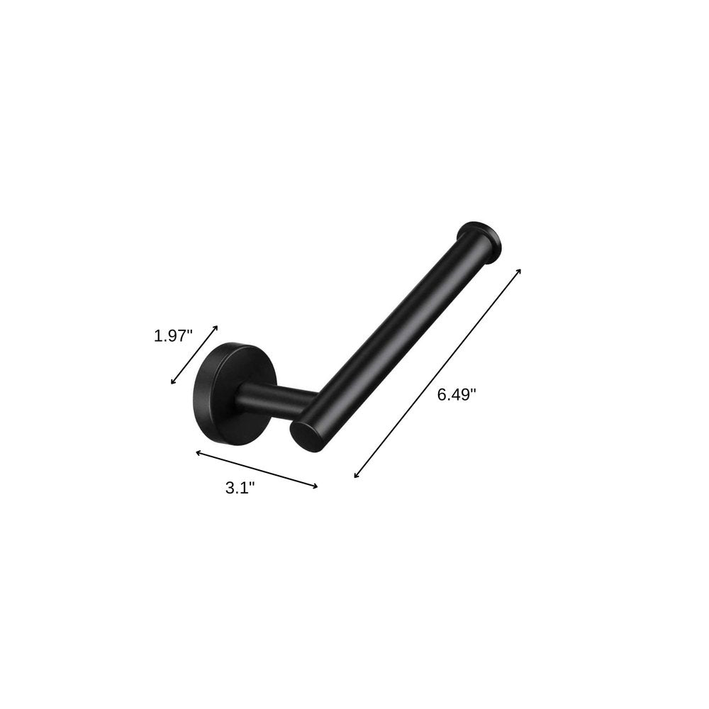 Set of Two Black Stainless Steel Wall Mount Towel Ring and Toilet Paper Holder on a white background