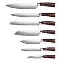 Black And Brown Wood Seven Piece Cutlery Set on a white background