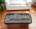 38" Black Wool and Brown Ottoman