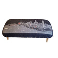 38" Gray Wool and Brown Ottoman - SKU 480546. Ottoman isolated on a plain white background, in a gray wool finish.
