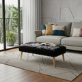 38" Gray and Brown Wool Ottoman in a home interior