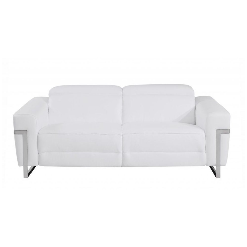 Two Piece White Italian Leather Five Person Seating Set - 40" H x 82.6" W x 43" D on a white background