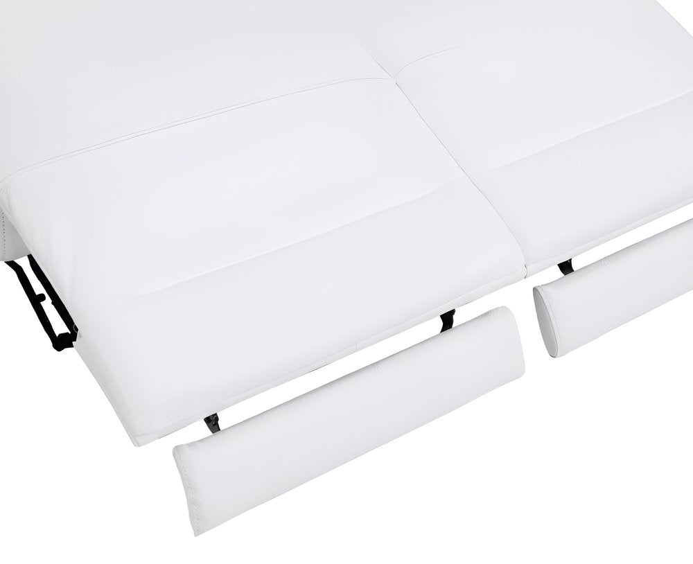 Two Piece White Italian Leather Five Person Seating Set - 40" H x 82.6" W x 43" D on a white background