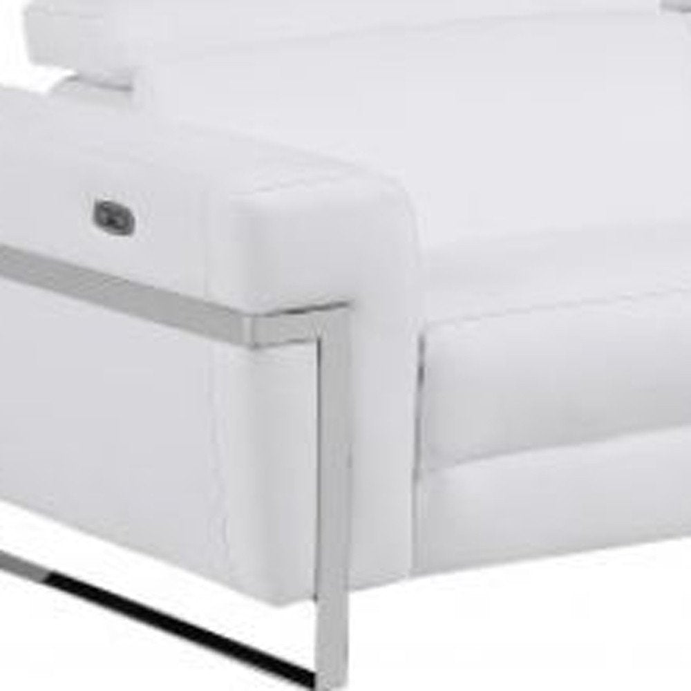 Two Piece White Italian Leather Five Person Seating Set - 40" H x 82.6" W x 43" D on a white background