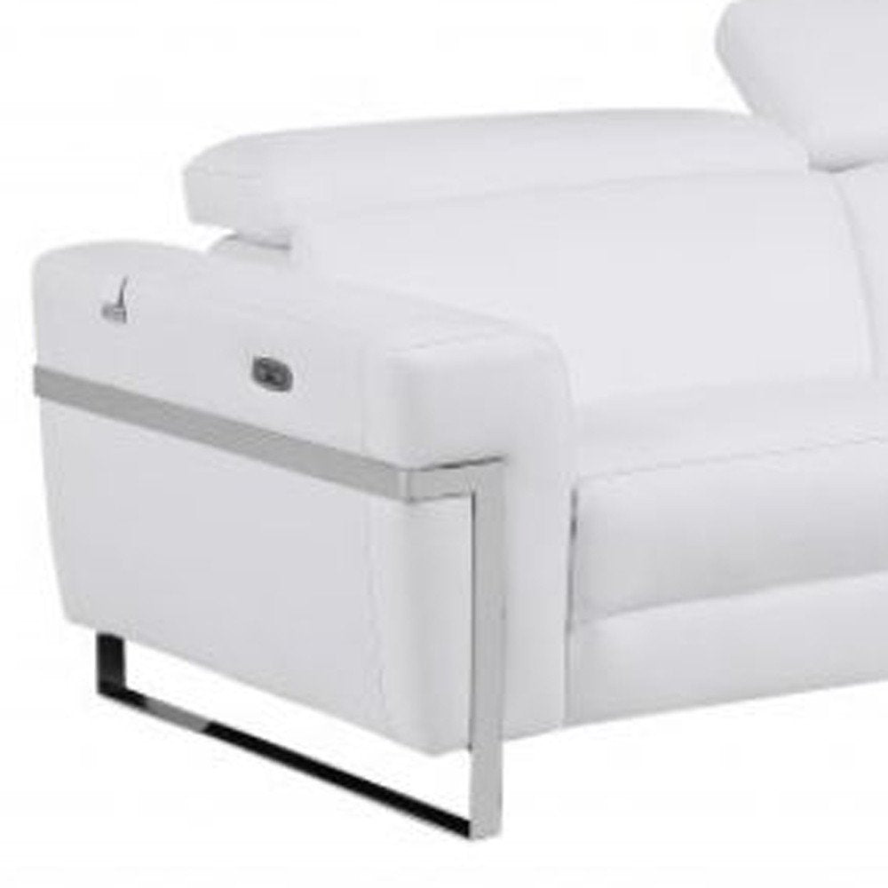 Two Piece White Italian Leather Five Person Seating Set - 40" H x 82.6" W x 43" D on a white background
