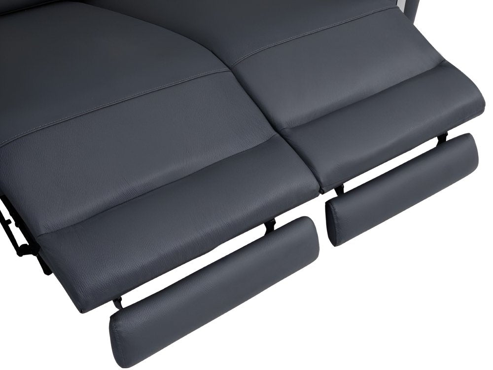 Two Piece Indoor Dark Gray Italian Leather Five Person Seating Set - 40" H x 82.6" W x 43" D