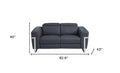 Two Piece Indoor Dark Gray Italian Leather Five Person Seating Set - 40" H x 82.6" W x 43" D on a white background