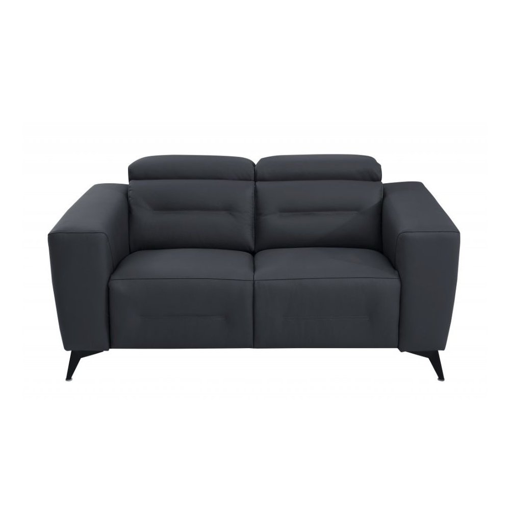 Two Piece Indoor Dark Gray Italian Leather Five Person Seating Set - 40" H x 82.4" W x 43" D