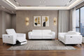 Three Piece White Italian Leather Six Person Seating Set
