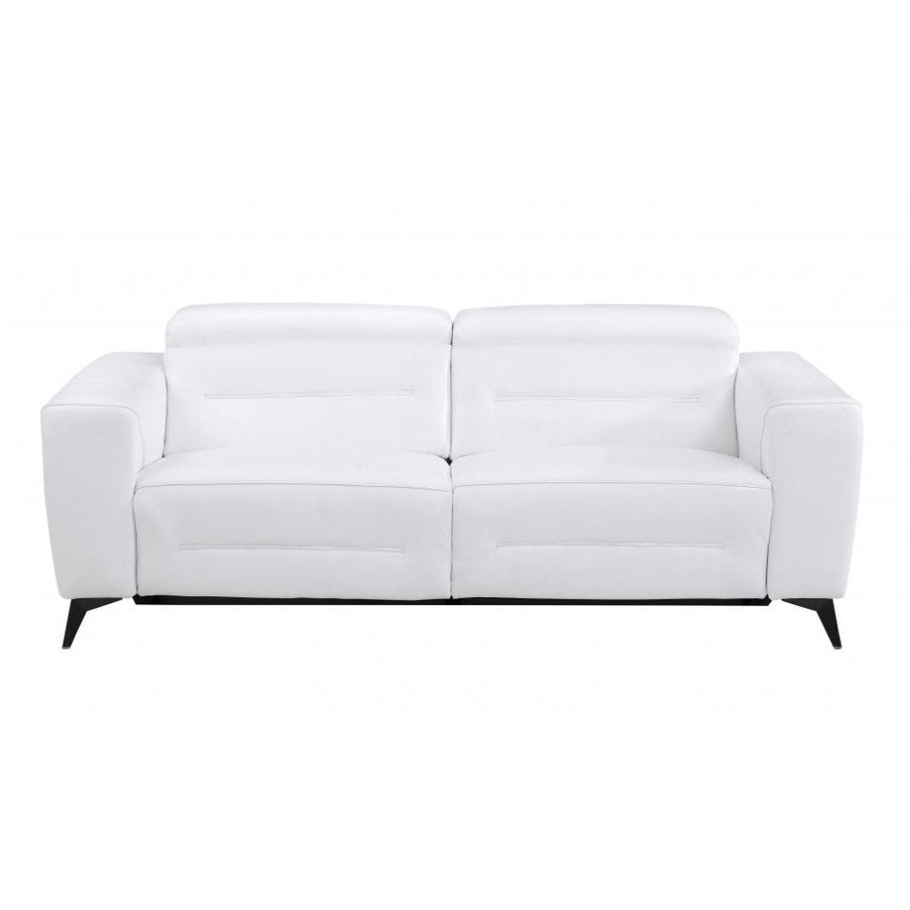 Two Piece White Italian Leather Five Person Seating Set - 40" H x 82.4" W x 43" D