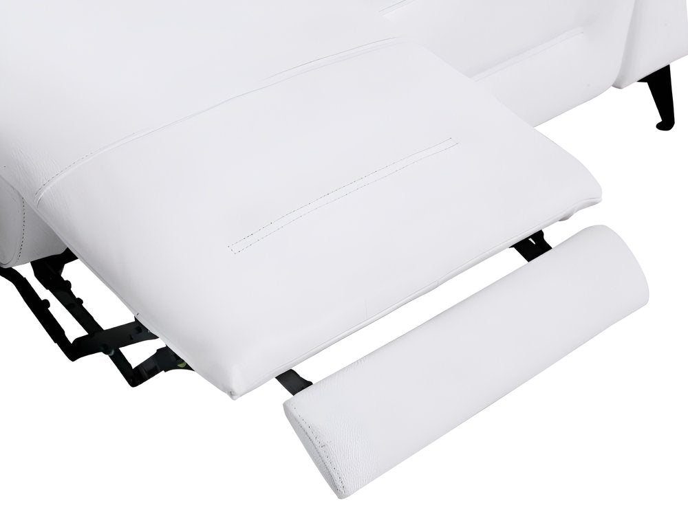 Two Piece White Italian Leather Five Person Seating Set - 40" H x 82.4" W x 43" D