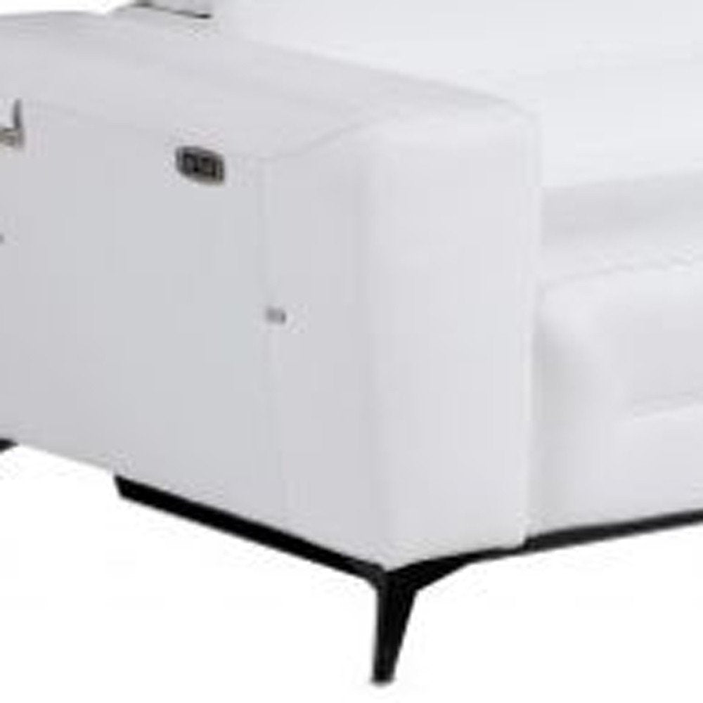 Two Piece White Italian Leather Five Person Seating Set - 40" H x 82.4" W x 43" D on a white background