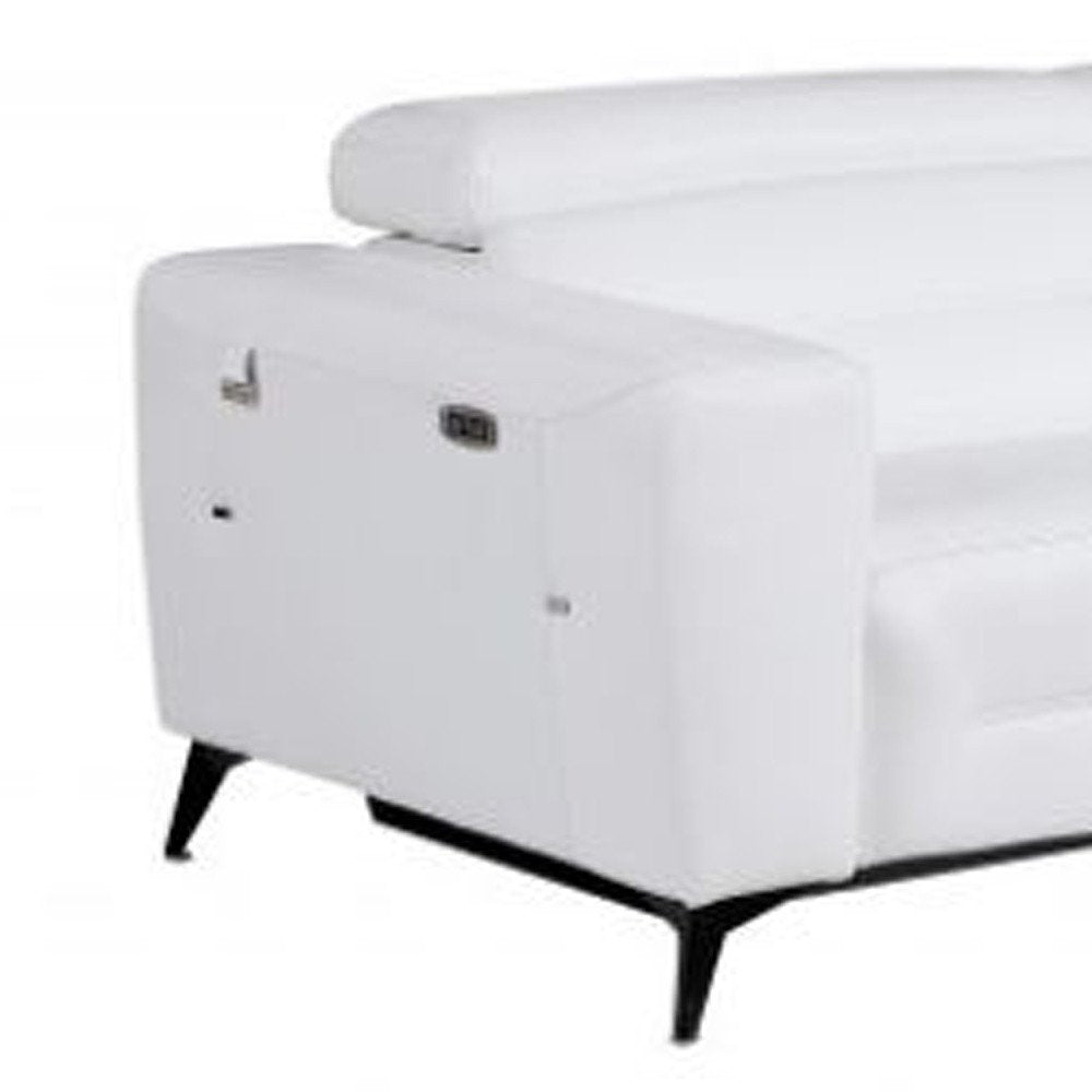 Two Piece White Italian Leather Five Person Seating Set - 40" H x 82.4" W x 43" D on a white background