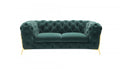 74" Emerald And Gold Velvet Loveseat on a white background