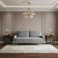 72" Gray Velvet Sofa With Brass Legs