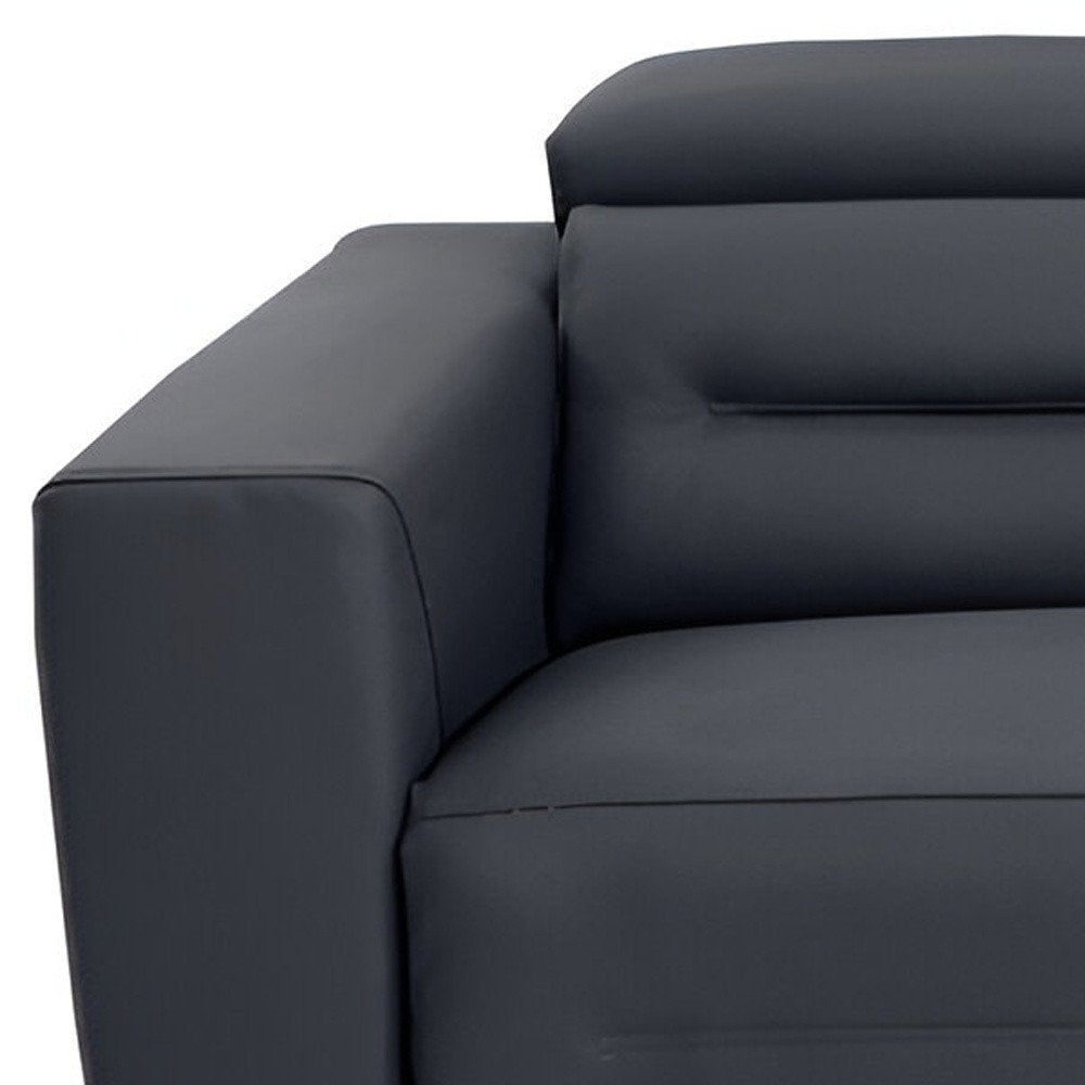83" Beige Italian Leather USB Reclining Sofa With Silver Legs