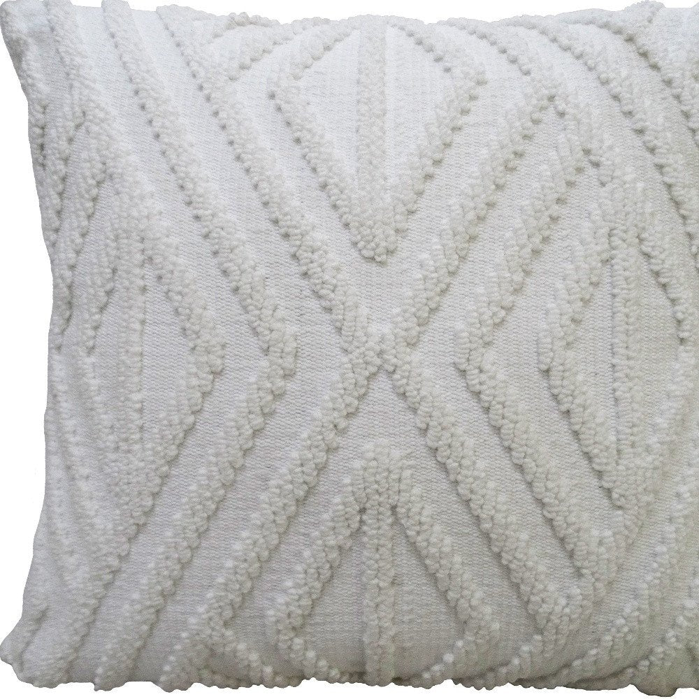 18" X 18" White Zippered Diamond Indoor Outdoor Throw Pillow close-up highlighting the white surface.