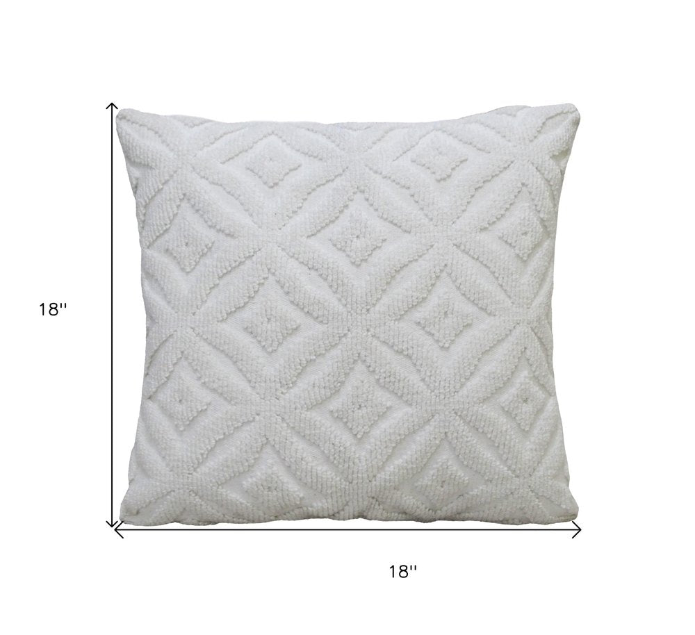 18"x18" White Indoor Outdoor Ogee Decorative Pillow