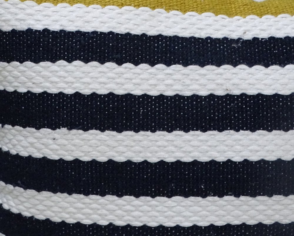 14" X 20" Black And Yellow Zippered Striped Indoor Outdoor Throw Pillow