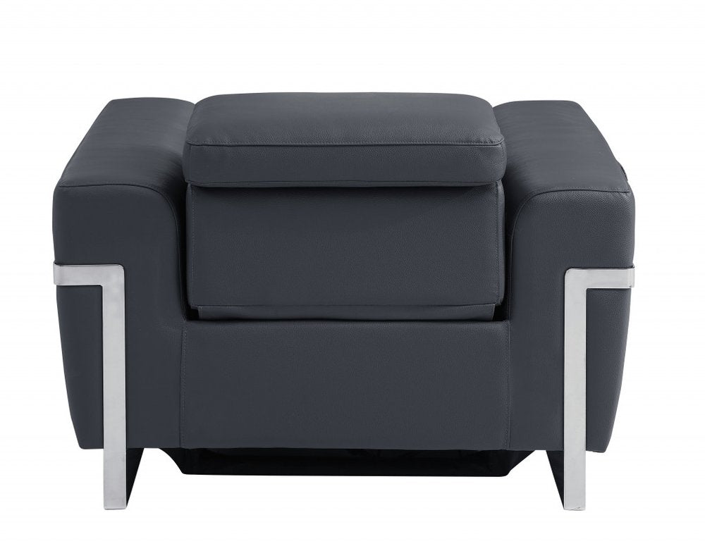 41" White Italian Leather Power Recliner Chair. Recliner isolated on a plain white background, showing a leather surface.