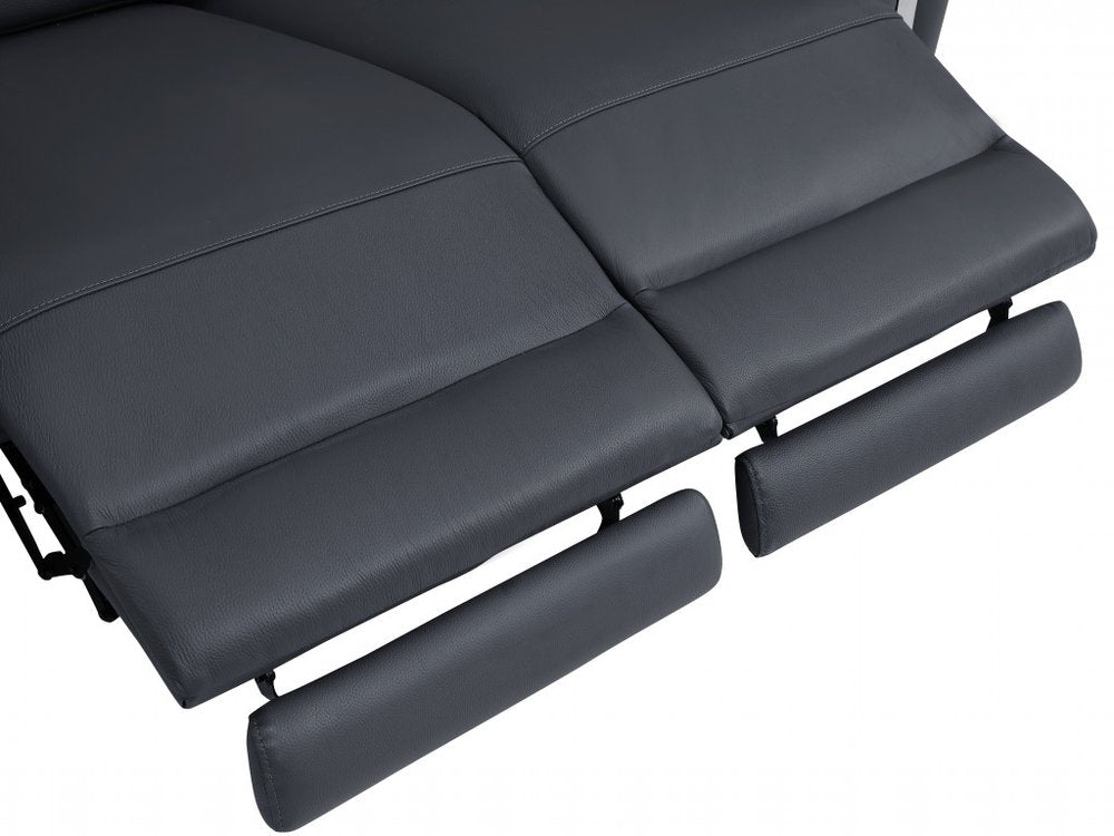 41" White Italian Leather Power Recliner Chair. Recliner isolated on a plain white background, showing a leather surface.