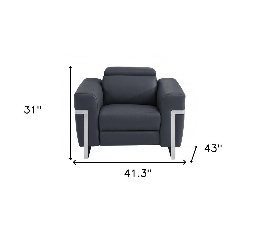 41" White Italian Leather Power Recliner Chair. Recliner isolated on a plain white background, showing a leather surface.
