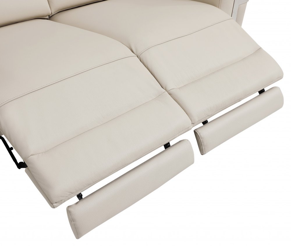 41" Beige Italian Leather Power Recliner Chair - SKU 482248. Recliner isolated on a plain white background, in a beige leather finish.