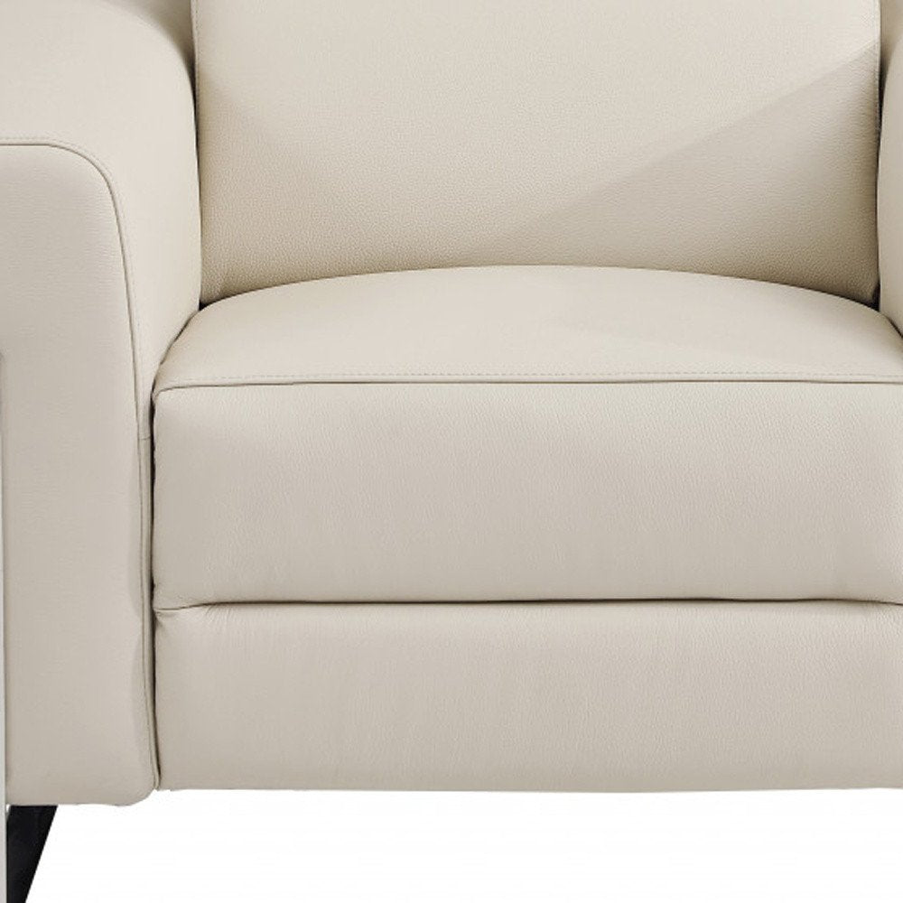 41" Beige Italian Leather Power Recliner Chair - SKU 482248 detail shot of the beige leather finish.