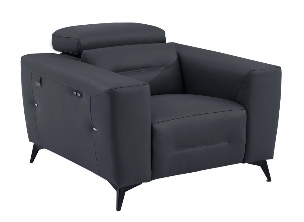 41" Beige Italian Leather Power Recliner Chair - SKU 482248. Recliner isolated on a plain white background, showing a leather surface.