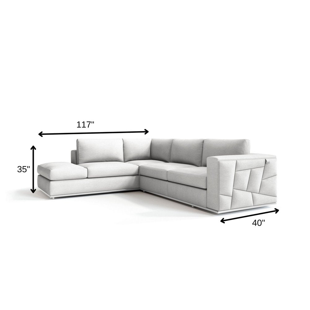 White Italian Leather Reclining L Shaped Two Piece Corner Sectional - SKU 482253 on a white background