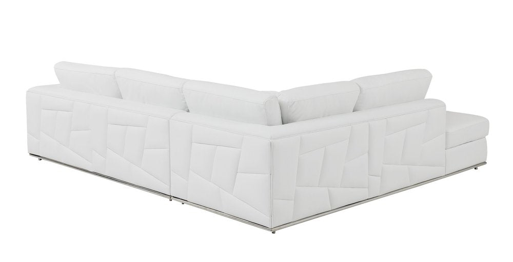 White Italian Leather Reclining L Shaped Two Piece Corner Sectional - SKU 482253