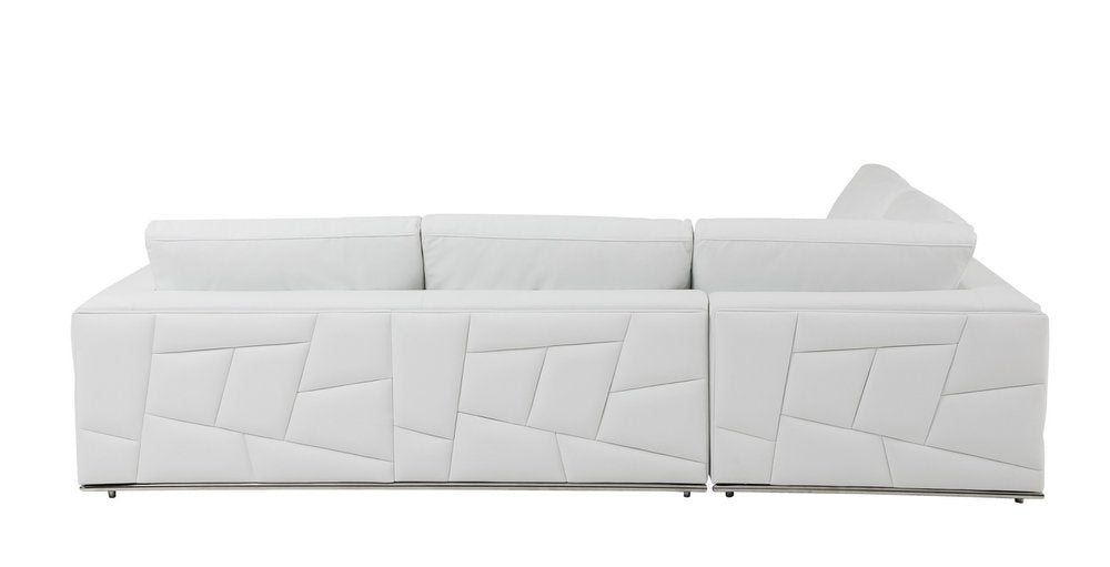 White Italian Leather Reclining L Shaped Two Piece Corner Sectional - SKU 482253